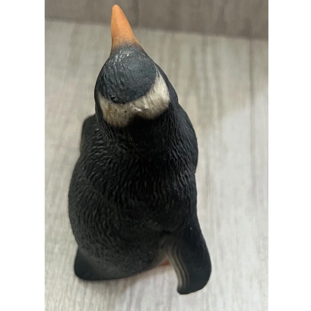 Vintage Penguin with Chick Figurine Realistic Textured Bird Decor Collectible